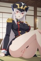 1female 1girls ai_generated anus artkoikoi censored censored_pussy commentary_request english_commentary female female_only hi_res highres koikoi mato_seihei_no_slave no_panties pussy solo solo_female uniform uzen_kyouka very_high_resolution