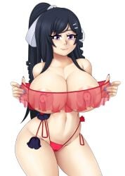 big_thighs black_hair curvy large_breasts large_butt nipples swimsuit teasing thong_bikini toned_female transparent_clothing umichan umichan_maiko_classroom_havoc_(umch) vortex00 zytra_(umichan)
