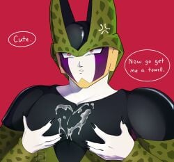 cell_(dragon_ball) cum_on_body cumshot dragon_ball gay humanoid male perfect_cell semen_on_chest yaoi