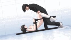 1boy 1girls animated black_hair bondage bouncing bouncing_breasts breasts censored chair clenched_teeth clockup closed_eyes clothed_male_nude_female collar cum cum_on_breasts euphoria euphoria_(clockup) hairband hokari_kanae kneehighs large_breasts mosaic_censoring nipples pussy rape rough_sex saliva sex takatou_keisuke tears teen teen_boy teen_girl teenage teenage_boy teenage_girl teenager tied vaginal_penetration young