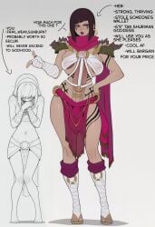 1futa 1girls 2026 ai_generated areola_bulge areola_slip areolae areolae_visible_through_clothing armored_futa autopaizuri big_balls big_breasts big_penis brown_eyes brown_hair bulge bulge_through_clothing casual casual_exposure casual_nudity child_bearing_hips cock_ring comparing dialogue earrings female futanari hair_ornament hand_on_hip huge_balls huge_breasts huge_cock hung_futa hyper_balls hyper_breasts hyper_penis league_of_legends looking_at_viewer looking_down nipple_bulge nipples nipples_visible_through_clothing noonyx oc original original_character paizuri ring scared slave slave_girl small_breasts tan_body tan_skin tanned tanned_futa tanned_skin tattoo text thick_thighs thunder_thighs veiny_penis
