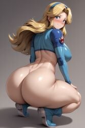 ai_generated blonde_hair blue_boots blue_eyes breasts long_sleeves looking_back maria_robotnik sonic_(series) tagme thick_ass thick_thighs wide_hips