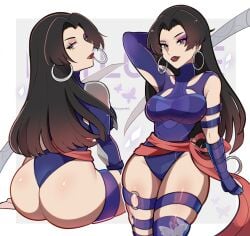 1girls ass female female_focus female_only hi_res light-skinned_female light_skin looking_at_viewer looking_back marvel marvel_rivals psylocke psylocke_(marvel_rivals) solo thighs touyarokii