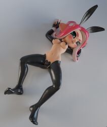 1girls 3d agent_8_(splatoon) blender blender_cycles blush breasts bunny_ears bunny_girl bunnysuit feet female female_only fingerless_gloves gloves green_eyes heart_pasties latex latex_clothing lying lying_on_back lying_on_floor navel nonexister octoling octoling_girl pasties patricia_(splatoon) peace_sign puckered_lips reverse_bunnysuit soles splatoon splatoon_(series) splatoon_2 splatoon_2:_octo_expansion tentacle_hair toes wink