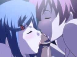 1boy 2girls animated blue_hair blush boin collaborative_fellatio cousins fellatio hair handjob ichijyo_daisuke iihara_nao incest just_the_tip koromogae_maya licking licking_penis multiple_fellatio multiple_girls oral pink_hair resort_boin teamwork uncensored