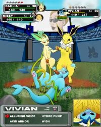 absurd_res anal anal_sex arena audience battle cunnilingus dahlia_(suni&felix) dragon_ball dragon_ball_z eeveelution electronics english_text felix_(artist) female female/female feral gameplay_mechanics generation_1_pokemon generation_4_pokemon genitals grass group group_sex gui hand_holding health_bar hi_res jolteon leafeon looking_at_another meme missy_(suni&felix) monitor nintendo oral paralyzed paw_holding penetration plant pogchamp pokemon pokemon_(species) pussy questionable_consent sex shocked sky smile stepped_on suni'ave_(artist) teamwork tentacle text trio two_doms_one_sub two_on_one vaginal_penetration vaporeon vines vivian_(suni&felix) vulva world_tournament_announcer