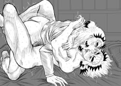 anal anal_sex balls bara blush demon_slayer father_and_son gay gn3g incest kimetsu_no_yaiba kissing male male_only monochrome muscles muscular nude penis rengoku_kyoujurou rengoku_shinjurou sex sweat sweating