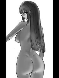 ass back_view long_hair looking_at_viewer marutoku monochrome nakahara_satori no_salvation rule_63 vanity2112