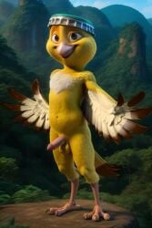 ai_generated anthro avian balls bird blue_sky_studios canary epstar14 feathers jungle jungle_background male male_only nico_(rio) penis rio_(film) rio_(series) solo talons yellow_feathers