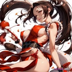 1girls ai_generated big_breasts breasts dress henhalla.com mai_shiranui solo solo_female young younger_female