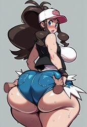 ai_generated big_ass big_breasts gigantic_ass grabbing_ass gvukub hilda_(pokemon) huge_ass nintendo pokemon thick_thighs wide_hips