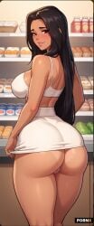 ai_generated ass ass_exposed ass_focus crop_top dat_ass embarrassed embarrassed_female fat_ass grocery_shopping grocery_store half-naked milf miniskirt mother n_1611 pussy_lips sluts slutty_clothing tight tight_clothes tight_clothing tight_pussy