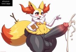 absurd_res ai_generated anthro balls big_balls big_penis blush bodily_fluids braixen canid canine cum ejaculation erection fur generation_6_pokemon genital_fluids genitals girly heart hellsonger hi_res huge_balls huge_cock huge_hips huge_thighs hyper hyper_balls hyper_genitalia hyper_penis inner_ear_fluff male mammal nintendo penis pokemon pokemon_(species) simple_background smile solo sweat thick_thighs tuft white_background wide_hips