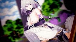 1boy 1girls 3d 3d_animation animated ass bouncing_breasts breasts caelus_(honkai:_star_rail) castorice_(honkai:_star_rail) elf female female_focus female_penetrated honkai:_star_rail human male/female male_penetrating male_penetrating_female nude pointy_ears purple_eyes purple_hair riding riding_penis sex shinaosumata straight straight_sex tagme unseen_male_face