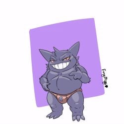 animated bara clothing fungimagi generation_1_pokemon gengar growth male_only nintendo pokemon pokemon_(species) smile underwear