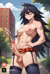 angry angry_face big_breasts big_penis black_hair blue_eyes cock colored cum cumming dick fluids futanari futanari futanari/female masturbation midnight_(my_hero_academia) my_hero_academia nipples nude nude_futanari penis pink_nipples sexy sexy_body sexy_pose testicles white_body white_girl white_skin