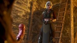 belethor's_smut cd_projekt_red ciri clothing female green_eyes light-skinned_female mascara monster penis scar the_witcher_(series) the_witcher_3:_wild_hunt vampire white_hair