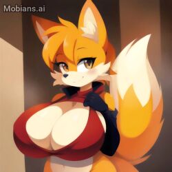 ai_generated big_breasts big_breasts red_bikini_top rule_63 sonic_(series) sonic_the_hedgehog_(series) tails tails_the_fox tailsko