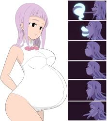 belly best_girl big_belly breasts leotard melascula nanatsu_no_taizai pink_hair seven_deadly_sins shab-eru smile soul_vore vore white_leotard