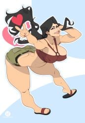 2d black_hair busty female female_focus female_only heather_(tdi) hourglass_figure krezlit long_hair pinup pinup_pose skimpy tagme total_drama_island wide_hips