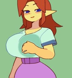 animated breasts_bigger_than_head huge_breasts large_breasts malon shirt_lift tagme the_legend_of_zelda undressing wamudraws
