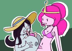 1futa 1girls adventure_time big_breasts black_hair bra breast_size_difference breasts canon_couple cartoon_network color cum cum_on_breasts cum_on_face dickgirl female futa_on_female futanari hat intersex looking_at_another looking_at_each_other looking_at_partner magicalporntime marceline outercourse paizuri penis_between_breasts pink_bra pink_hair princess_bubblegum vampire