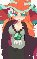 1girls female female_only flow_(splatoon) fully_clothed green_eyes hair_ornament kiirono long_hair looking_at_viewer multicolored_hair necklace orange_hair sea_slug smile smiling_at_viewer splatoon splatoon_2