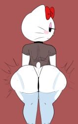 hello_kitty hello_kitty_(character) hello_kitty_(series) naked naked_female savagensfw shirt side_view twerk twerking white_body white_fur