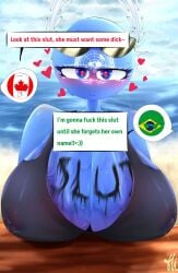 1girls 2boys 44waa29304 big_breasts brazil_(countryhumans) canada_(countryhumans) countryhumans countryhumans_girl imminent_sex nipples_visible_through_clothing on_beach united_nations_(countryhumans) writing_on_body