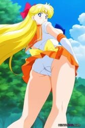 ai_generated back_view background bishoujo_senshi_sailor_moon blonde_hair blonde_hair_female blue_bow blue_eyes blue_eyes_female blush blushing_at_partner blushing_female bow clothing down_view earrings female female_only female_pervert forest forest_background gloves hair_ornament heroine high_gloves horny horny_female long_gloves looking_at_viewer looking_back_at_partner looking_back_at_viewer looking_down looking_down_at_partner looking_down_at_viewer lust magical_girl magical_girl_outfit medium_ass medium_breasts medium_butt minako_aino open_eyes orange_skirt panties pov pov_male red_bow red_hair_ornament sailor_uniform sailor_venus skirt solo solo_female solo_focus swimsuit thick_legs thick_thighs thighs upscaled white_panties yellow_bow yellow_hair yellow_hair_female young young_female young_girl young_woman