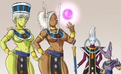 2girls beerus beerus_(cosplay) bunny_ears bunny_girl cheelai colored cosplay dark-skinned_female dragon_ball dragon_ball_z ettso iron_alchemist miruko my_hero_academia rumi_usagiyama whis