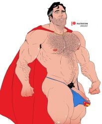 big_bulge bulge clark_kent dc dc_comics dilf fabssdaf flying grey_hair hairy huge_bulge kal-el male male_only muscles muscular muscular_male penis_peek superhero superman thong