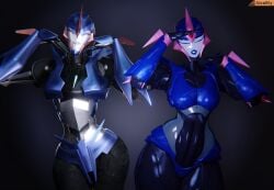 2girls 3d 3d_(artwork) arcee arcee_(prime) artist_logo blender_(software) female female_only posing robot robot_girl smitty34 tagme transformers transformers_prime