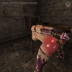 3d atomcatsstudio black_hair bondage bondage captured female mileena_(mortal_kombat) mortal_kombat restrained