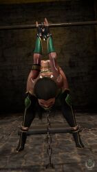 3d atomcatsstudio black_hair bondage bondage captured female jade_(mortal_kombat) mortal_kombat restrained