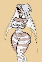 ai_generated female hazbin_hotel maplecat mummy mummy_costume vaggie_(hazbin_hotel)