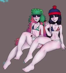 2girls aged_up american_flag_bikini ass big_ass big_butt big_thighs black_hair comedy_central feet female female_only flat_chest flat_chested ginger hips hips_wider_than_shoulders kyle_broflovski long_hair paramount_pictures rule_63 s0d0my_s1n south_park stan_marsh straight_hair sunglasses swimsuit thighs thin_waist wide_hips