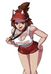 blizzard_entertainment brown_eyes brown_hair kiriko_(overwatch) kiriko_kamori lifeguard lifeguard_kiriko looking_at_viewer overwatch overwatch_2 selvish94