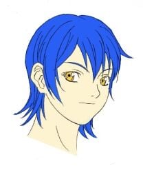 blue_hair colored_sketch cropped cropped_image discipline:record_of_a_crusade discipline_zero edited edited_image miyagishi_yuuki short_blue_hair short_hair sketch smiling yellow_eyes