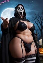 abs absurd_res ai_generated balls big_balls big_breasts big_butt big_penis chubby chubby_futanari cloak cock futa_focus futa_only futanari garter_straps genitals ghostface ghostface_(cosplay) ghostface_(scream) halloween high_resolution highres huge_balls huge_cock large_breasts large_cock large_penis large_thighs mask masked muscular muscular_futanari night outside penis robe solo solo_futa taunting thick thick_penis thick_thighs thigh_highs watermark zzzxxxccc_(ai)