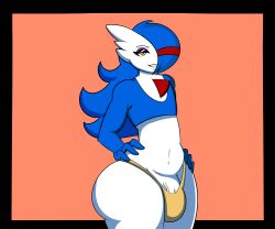 2d blue_hair bulge bulge_through_clothing curves femboy gardevoir jordevoir male male_gardevoir male_only shiny_pokemon veiny_penis white_penis yellow_eyes