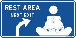 casualnsfw ejaculation english english_text faceless_female highway large_breasts minimalist minimalist_background monochrome nipples paizuri penis pictogram pictographics pov public_domain rest_stop road_sign squeezing_breasts_together straight warning_sign warning_sign_person