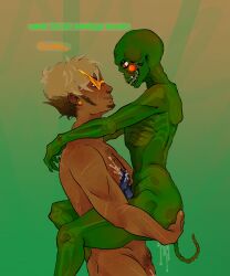 2boys alien alien_genitalia alien_humanoid alien_penis blonde_hair blonde_hair_male caliborn cherub color colored crackship dark_skin dark_skinned_male dialogue diphallia diphallism dirk_strider gay glasses green_skin headgear headwear homestuck humanoid humanoid_alien male male_focus male_only multi_penis penis shades short_hair short_hair_male spiky_hair sunglasses tentabulge tentacle tentacle_penis text viktor yaoi