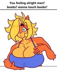 big_breasts boobs?_wanna_touch_boobs? breasts cleavage dapper_little_arts female furry huge_breasts meme tagme