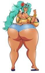 1girls alternate_version_available big_ass big_butt brazilian_miku bubble_ass bubble_butt hatsune_miku huge_ass huge_butt long_hair looking_at_viewer looking_back rear_view sandals thegeckoninja twintails vocaloid