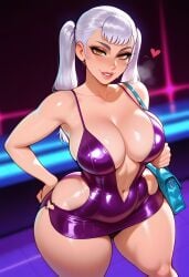 1girls ai_generated big_ass big_breasts big_butt black_clover dreamcoreart dress female female_only huge_breasts huge_butt nightclub noelle_silva solo thick_ass thick_butt thick_legs thick_thighs white_hair