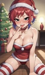 accurate_art_style ai_generated alraune ass bigmic145 breasts christmas christmas_hat christmas_outfit dress female female_only fur_trim netflix panties pantyshot ramona_flowers red_hair scott_pilgrim scott_pilgrim_takes_off sexually_suggestive stockings thighhighs wet_pussy