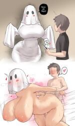 ass breasts female genital_fluids ghost ghost_costume ghost_girl male nipples sex