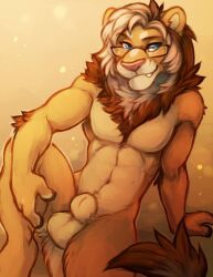 anthro felid invalid_tag lion male mammal nude nude_male pantherine solo unknown_artist