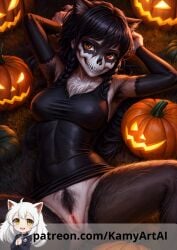 ai_generated anthro antropomorph female_only female_pubic_hair fur furry hairy hairy_legs hairy_pussy halloween jenna_ortega kamyartai kemono patreon patreon_exclusive patreon_username pussy the_addams_family wednesday_(netflix) wednesday_addams